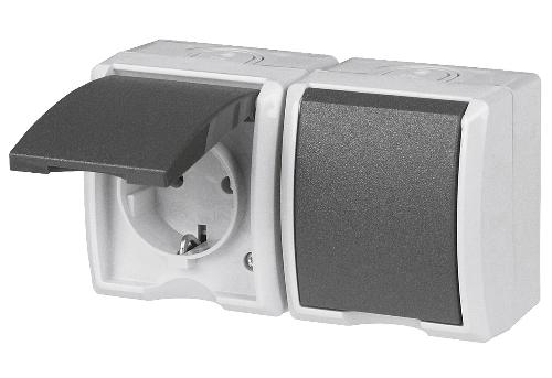 REV Ritter AP-Steckdose AquaForm gr FR AP-Steckdose 2-fach waagerechte Montage