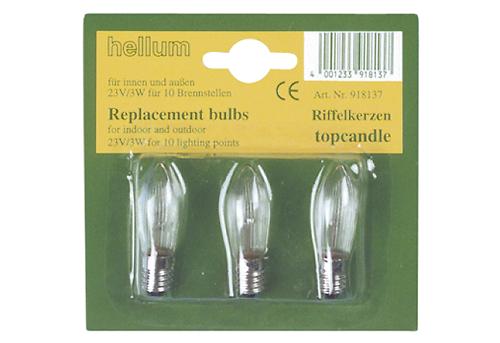 Hellum Riffelkerze für 10er Kette 23V/3W innen und außen klar 3 Stück