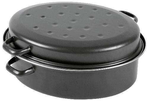 Karl Krüger Gänsebräter oval 4,5 l Ø34cm emailliert schwarz matt