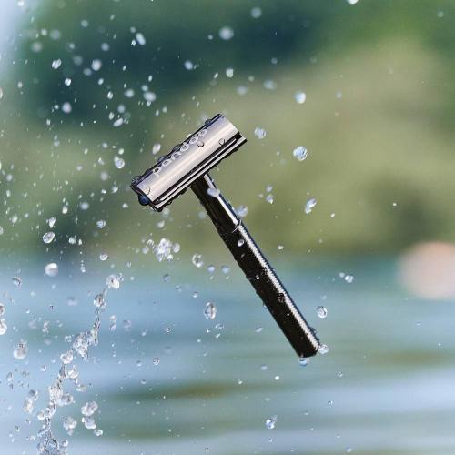 pandoo Metall Rasierhobel inkl. 10 Klingen schwarz ohne Halterung