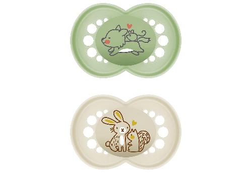 MAM Schnuller Original Pure Latex uni "Wolf / Hase" 2er Set