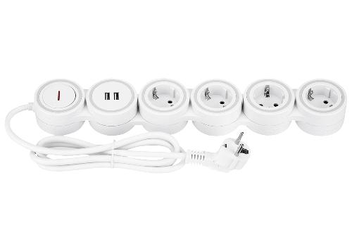 REV Ritter Steckdosenleiste Supraflex 4fach mit Schalter 2 USB