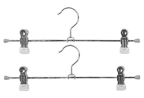 mawa Klemm-Hosenbügel Clip Metall mit 2 Clips 35cm silber 2er Pack