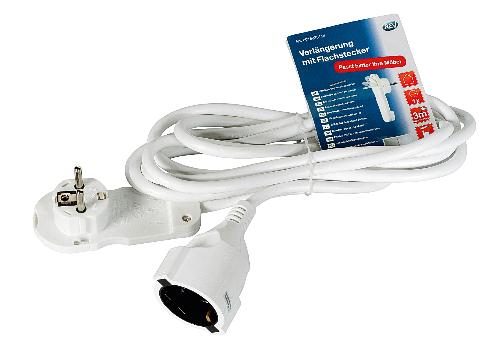 REV Ritter Verlängerungskabel 3m Flachstecker weiss