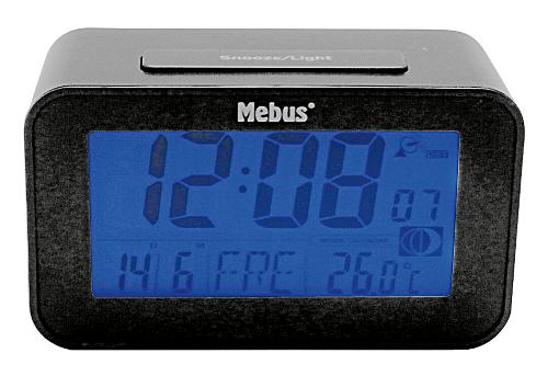 Mebus Funkwecker digital ohne 2x AAA Batterien 7,1x12x4,8cm anthrazit