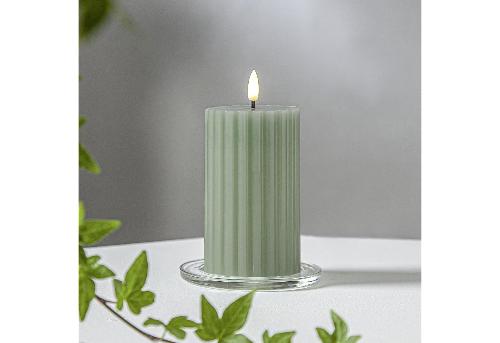 Star Trading LED Wachskerze Flamme Stripe Batterie Timer grün 15x7,5cm