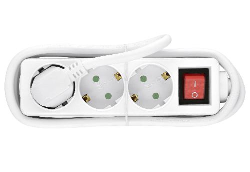 Heitech Tischsteckdose mit Schalter 3fach weiß