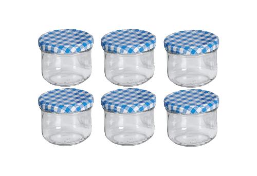 EmSy Schraubdeckelglas Sturz mit 82mm TO-Deckel kariert 250 ml 6er Pack