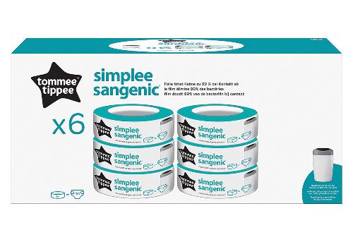 Tommee Tippee Nachfüllkassette für Simplee Sangenic Windeleimer 6er Set