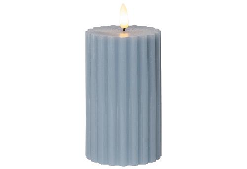 Star Trading LED Wachskerze Flamme Stripe Batterie Timer blau 15x7,5cm