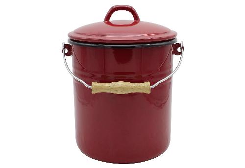 Karl Krüger Emaille Mülleimer mit Deckel