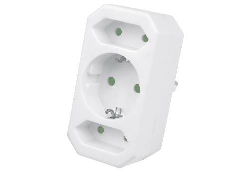 Heitech Steckdosenadapter 3fach 1Schu/2Euro