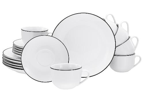 CreaTable Kaffeeservice "Black Line" 18-teilig