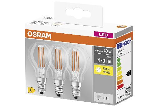 OSRAM LED Filament Tropfen E14 4W 470lm 2.700K klar