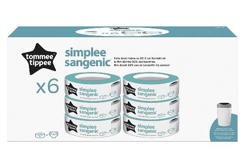 Tommee Tippee Nachfüllkassette für Simplee Sangenic Windeleimer 6er Set