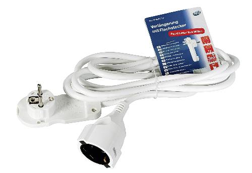 REV Ritter Verlängerungskabel 3m Flachstecker weiss