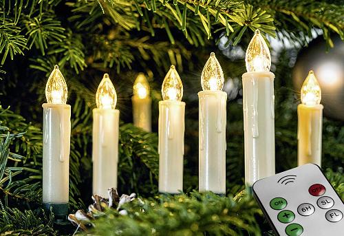FHS LED Baumkerze 30 Kerzen kabellos mit FB incl. Batterien