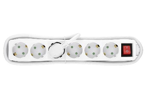 Heitech Tischsteckdose 6fach mit Schalter weiß