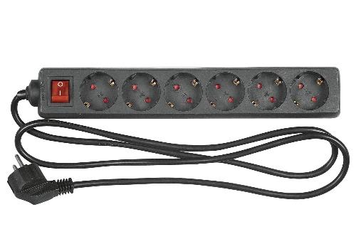 REV Ritter Steckdosenleiste 6fach schwarz m. Schalter