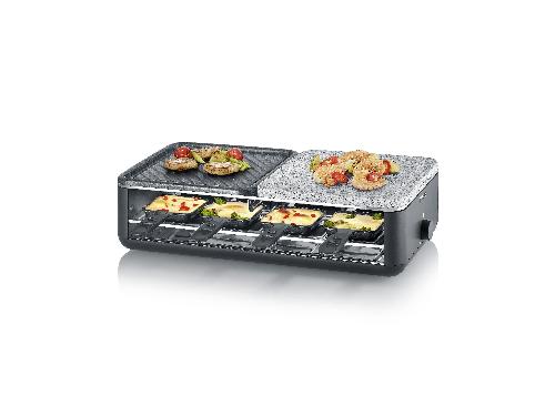 SEVERIN 2366 Raclette Black Line 8er m. 1/2 Stein 1/2 Antihaftplatte