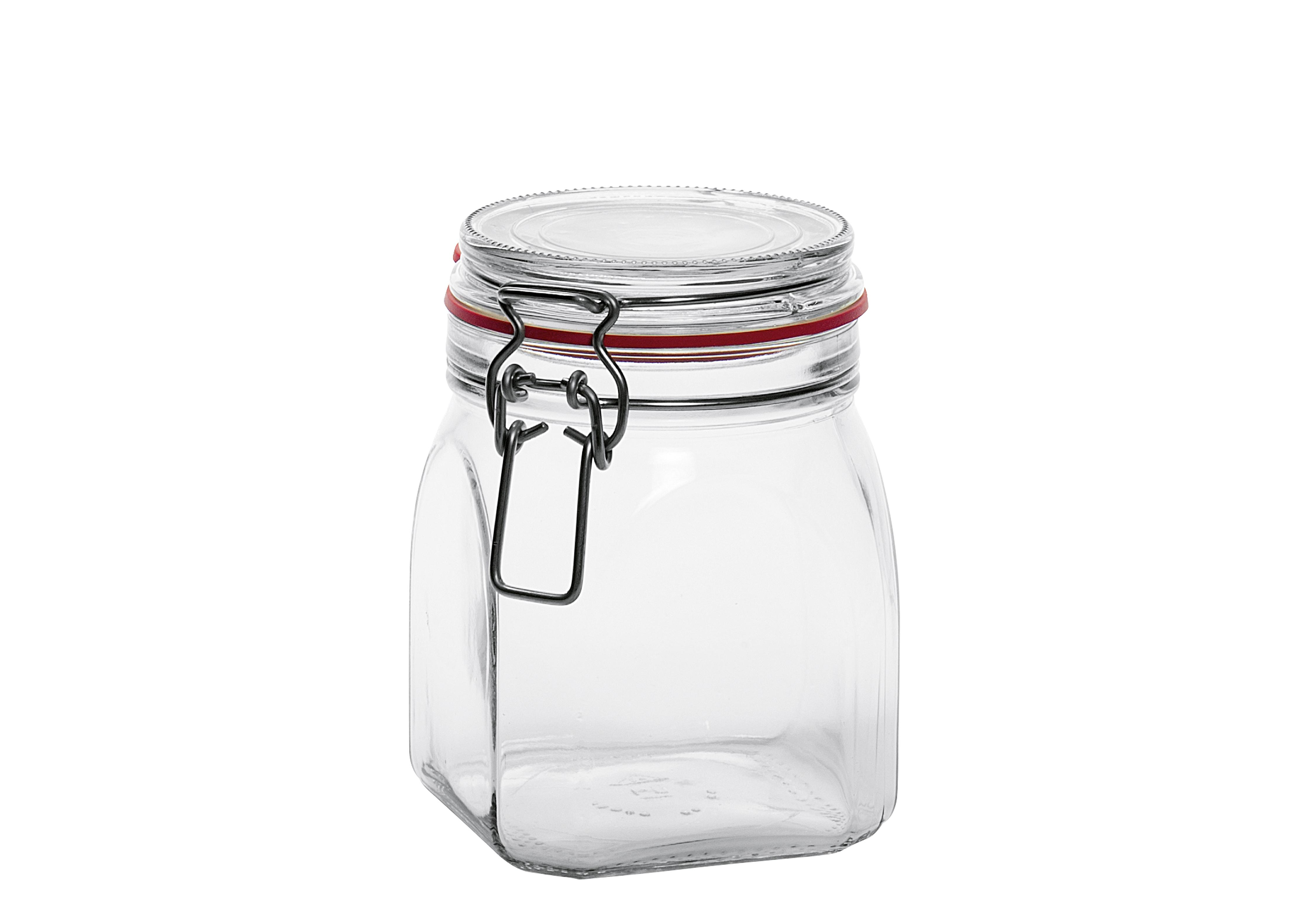 EmSy Drahtbügelglas quadratisch 900 ml mit Ring 65x90mm