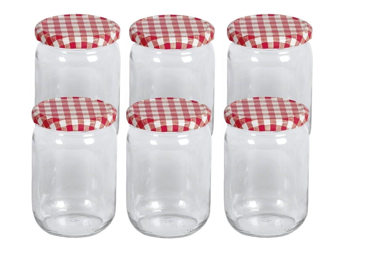 EmSy Schraubdeckelglas mit 82mm TO-Deckel kariert 540 ml 6er Pack