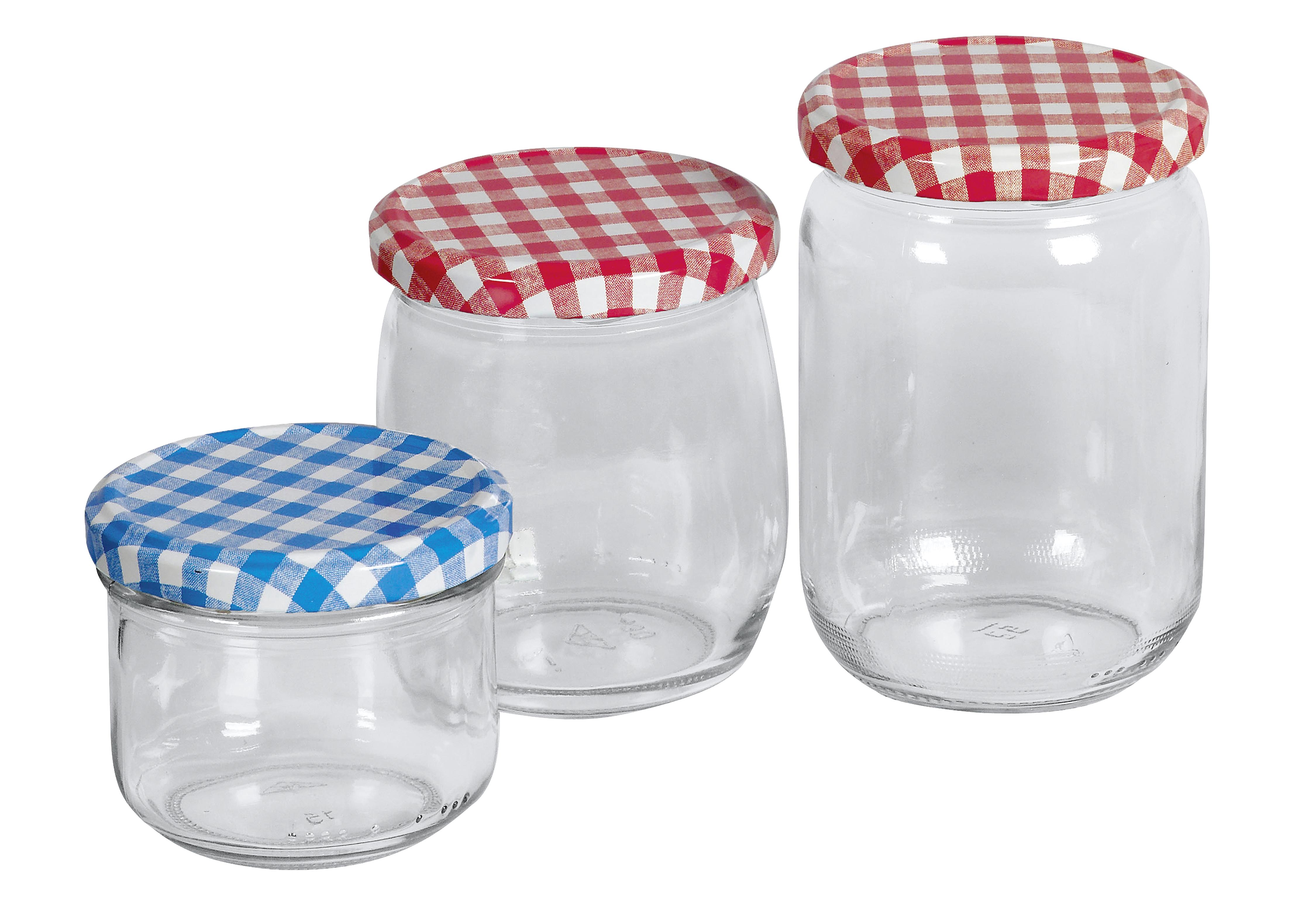 EmSy Schraubdeckelglas mit 82mm TO-Deckel kariert 420 ml 6er Pack