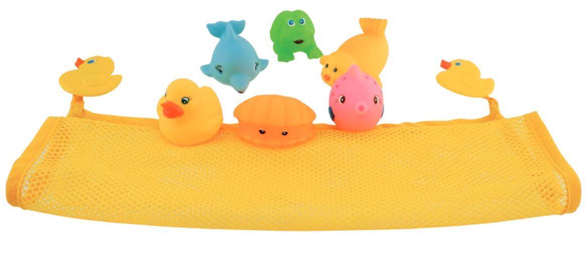 bieco Badewannennetz mit Schwimmtieren 6-teilig