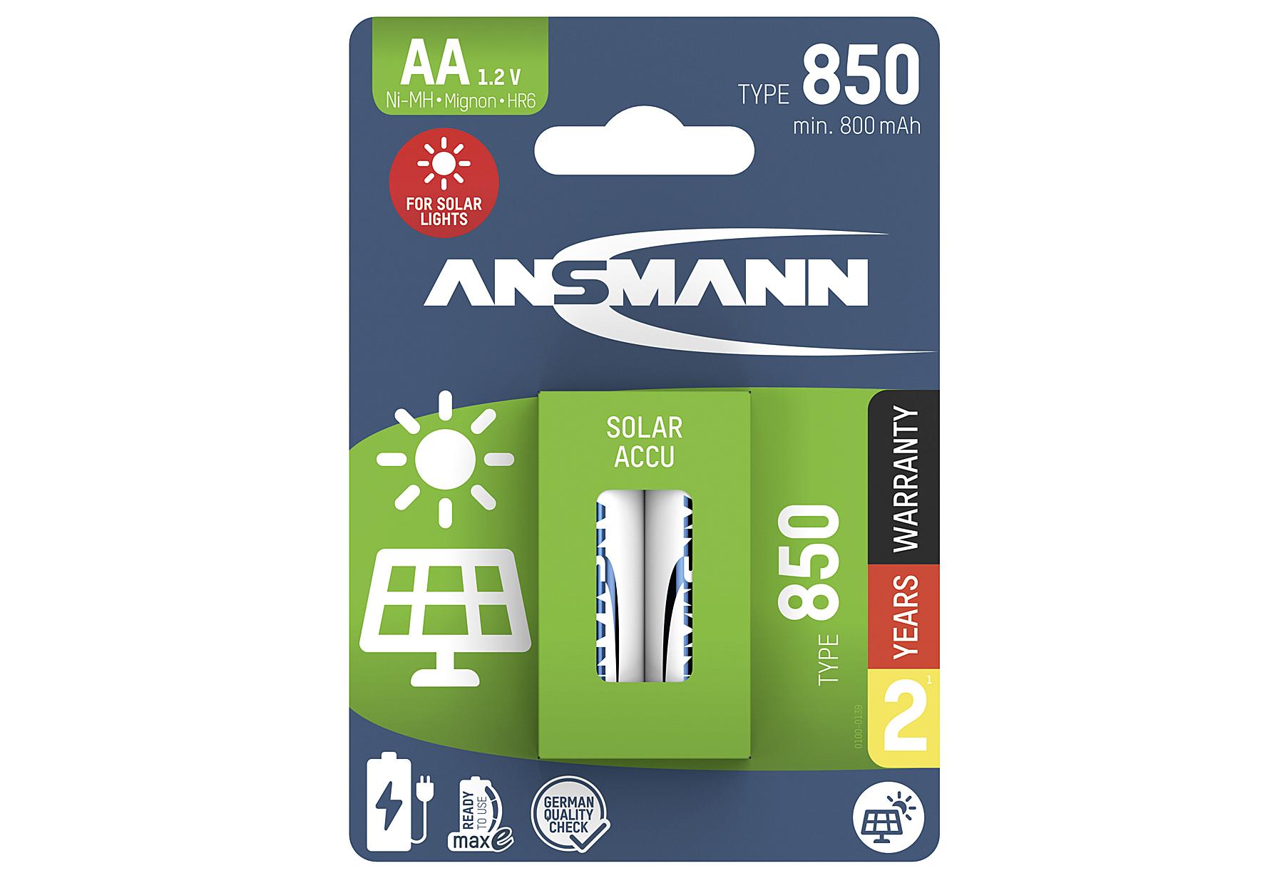 ANSMANN Akku NiMH Solar AA 2er