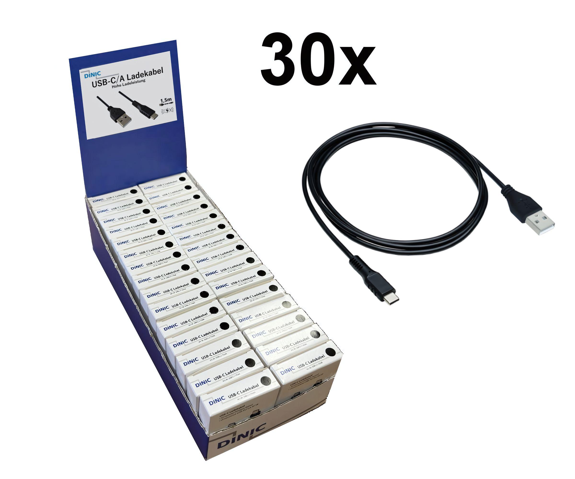 DINIC Thekendisplay 30x USB Typ C auf A Ladekabel