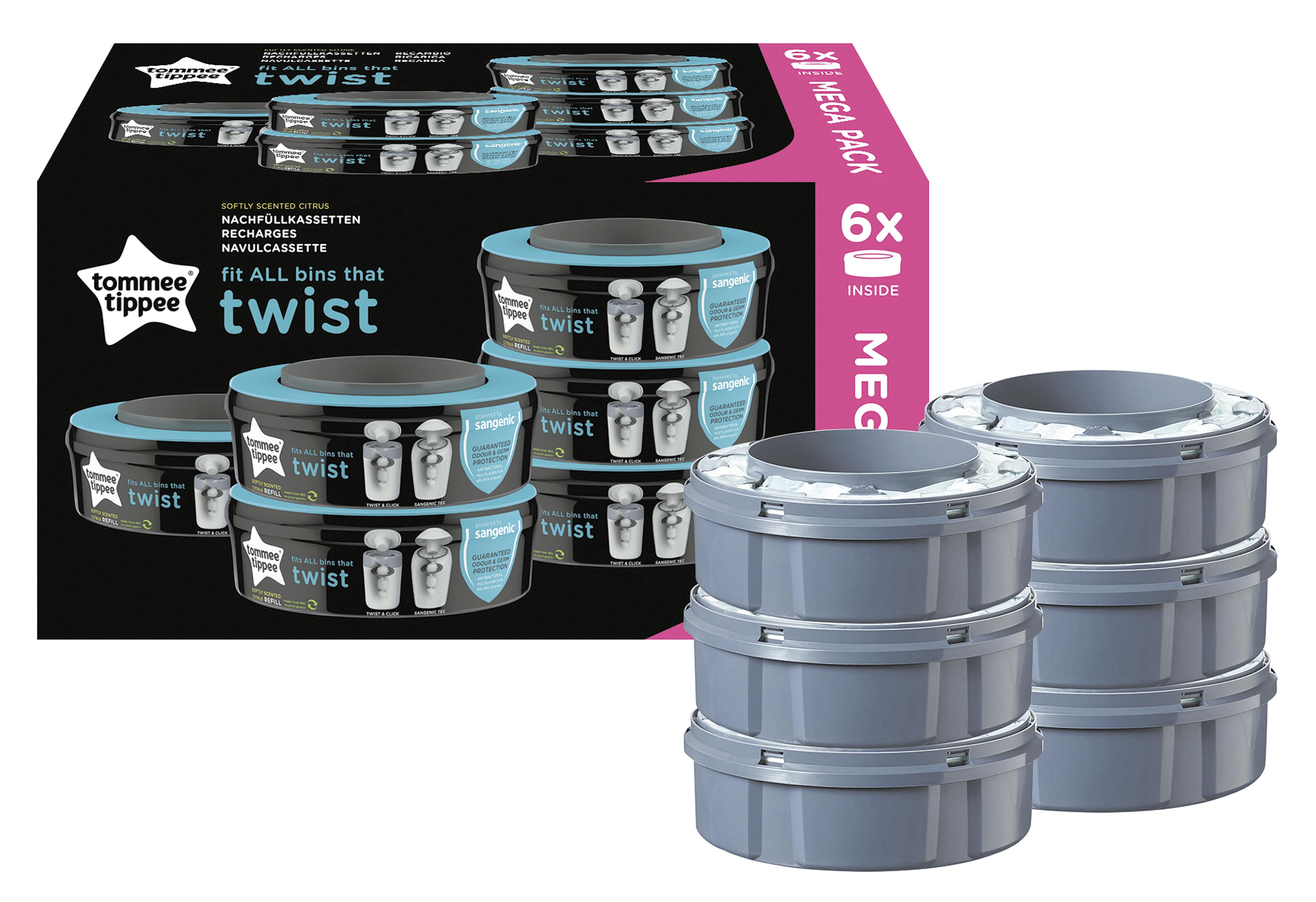 Tommee Tippee Nachfüllkassette Twis &Click + Sangenic Tec Windeleimer 6er Set