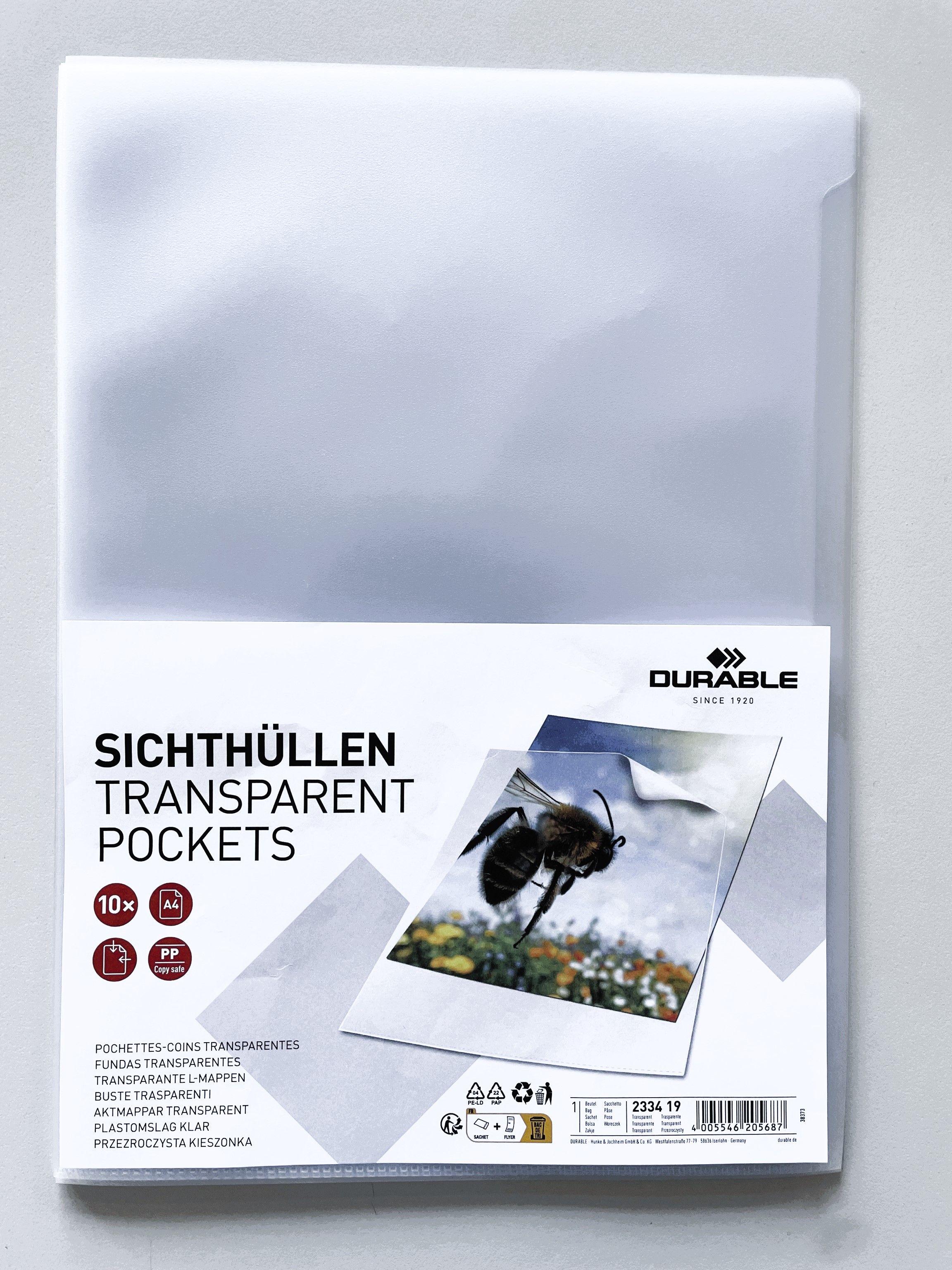 DURABLE Sichthülle A4 10er Beutel genarbt