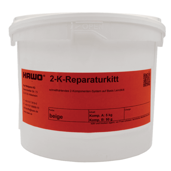 KAWO 2-K Reparaturkitt Komponenten-System Modifizierter Leinölkitt mit Härter für Verglasungen mit freier Dichtstofffase Farbe beige