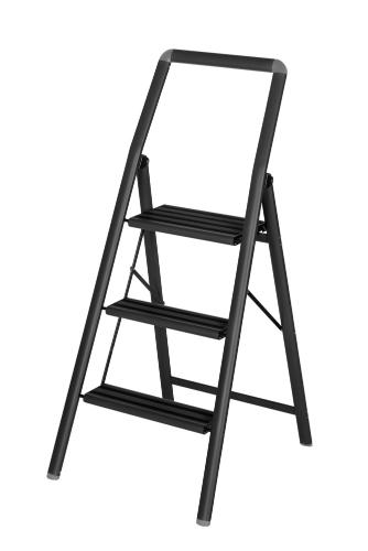 WENKO Alu-Klapptrittleiter Compact 3-stufig Schwarz