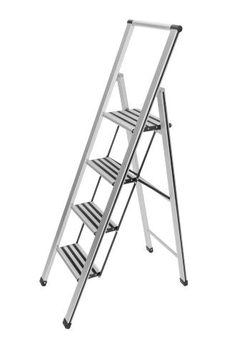 WENKO Alu-Design Klapptrittleiter 4-stufig Silber