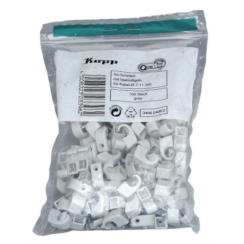 Kopp SB Nagelschelle, Mit Nagel, Ø7-10mm, grau, 2x30mm, Kunststoff, 345604080