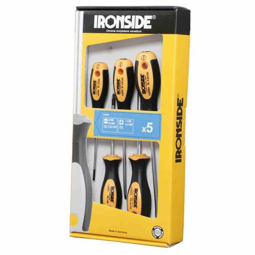 IRONSIDE Schraubendreher-Set 5-teilig 2500 2-Komponenten-Griff Chrom-Vanadium-Stahl