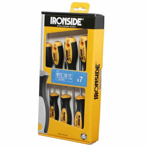 IRONSIDE Schraubendreher-Set 7-teilig 2500 2-Komponenten-Griff Chrom-Vanadium-Stahl