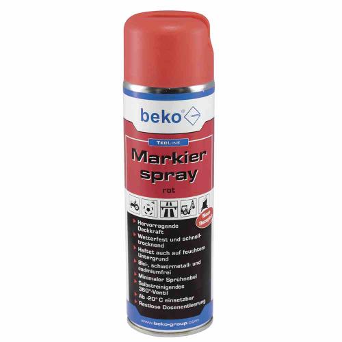 beko TecLine Markierspray 500ml, rot, Blei-, schwermetall- und cadmiumfrei