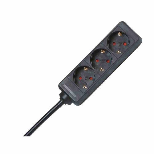 Kopp SB Steckdosenleiste 3-fach schwarz 1,4m mit 45° gedrehten Töpfen