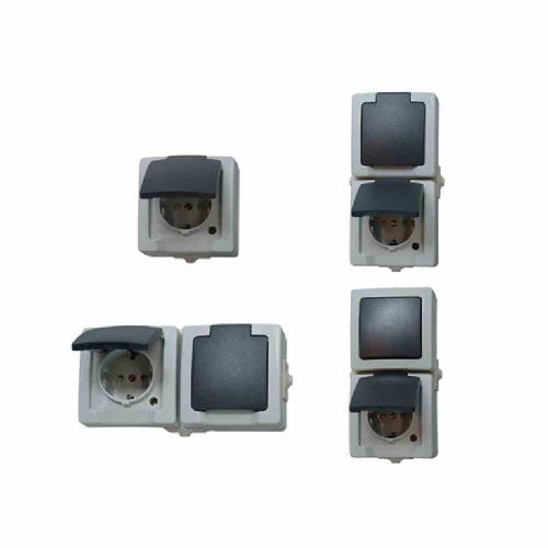 Kopp SB NAUTIC Steckdose, 1f, grau, matt, Aufputz, Mit erhöhtem Berührungsschutz, Steckdose CEE 7/3 (Typ F), Mit Klappdeckel, Abschließbar, IP44, 107856005