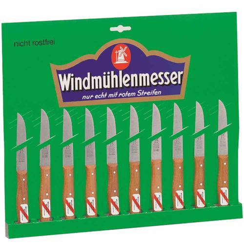 Windmühlenmesser Küchenmesser-Karte mit 10 Messern gerade Klinge 85 mm