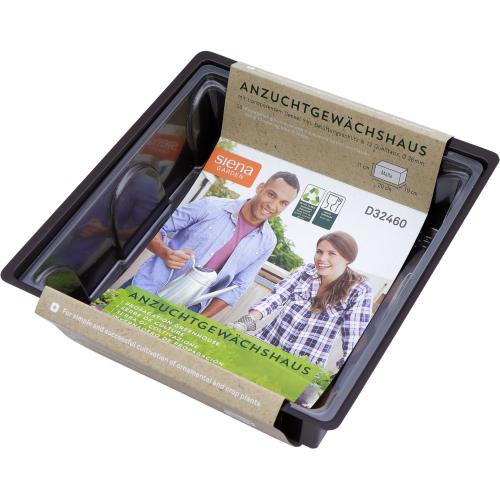 SIENA GARDEN Mini-Gewächshaus inkl.12 Tabs und Anzuchthaube 214 x 187 x 113 mm
