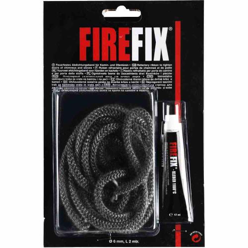 FireFix Keramikkordel Ø 6 mm Länge 2 m mit ThermokollKleber 17 ml