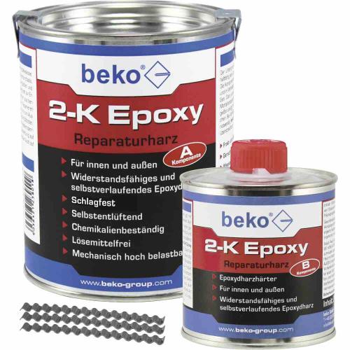 beko 2-KEpo x y Reparaturharz1kg inkl.10xEstrichkl.6x70 mm
