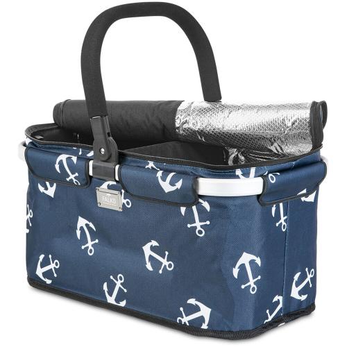 Genius Thermo-Einkaufskorb Falko Duo dunkelblau mit weißem Anker, 25kg