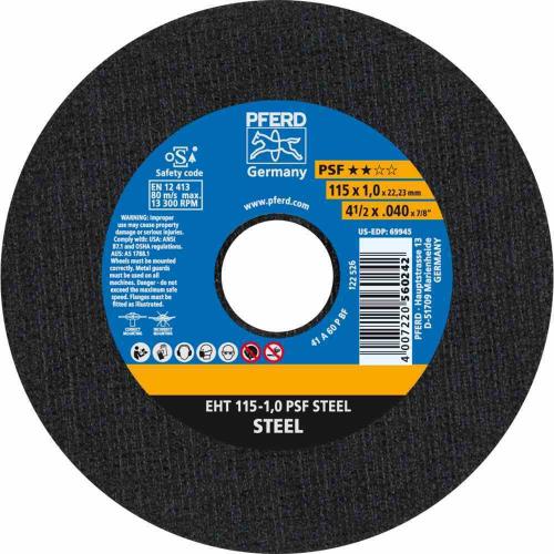 PFERD Trennscheibe EHT 115-1,0 PSF STEEL gerade, Ø 115 mm, Stärke: 1,0 mm PSF Steel