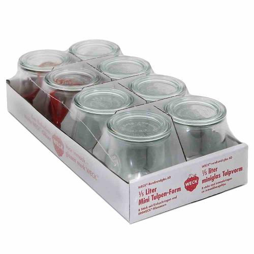 WECK Minitulpenform-Glas 8er-Tray 220 ml mit Ringen und Klammern