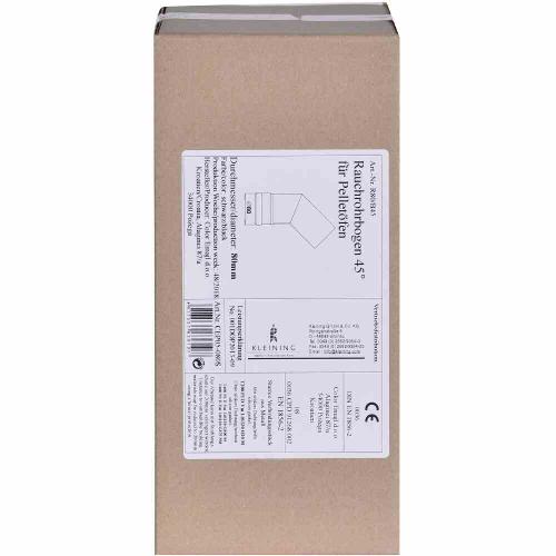 FireFix Pelletrohrbogen 45° Ø 80 mm starr, ohne Tür,schwarz