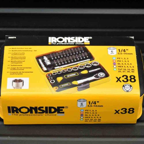 IRONSIDE Bit-Steckschlüssel-Satz 38-teilig, in Kunststoffbox in Kunststoffbox